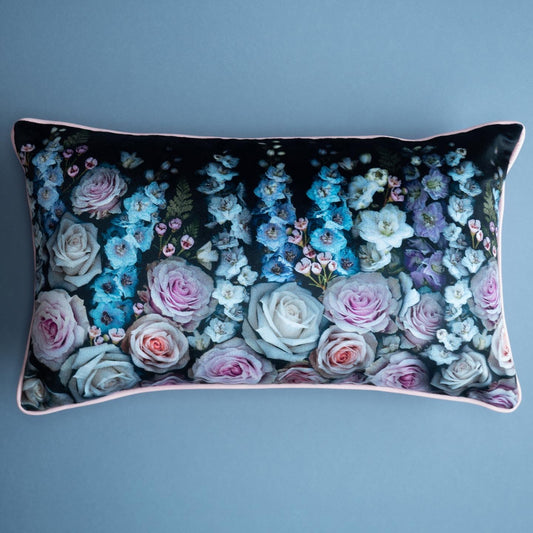 Rose and Delphinium cushion